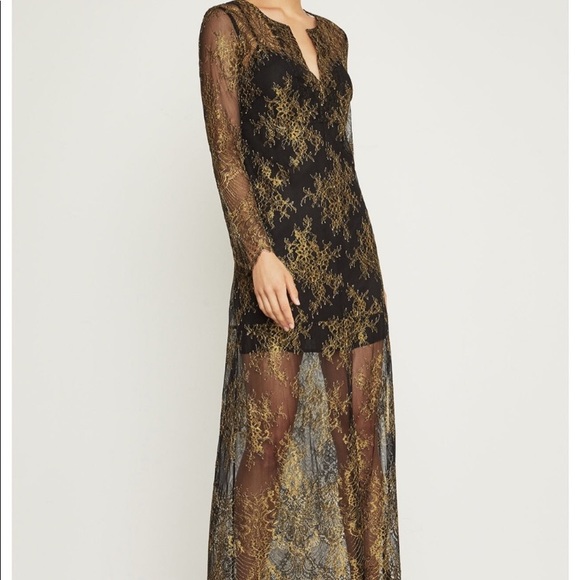 NWT BCBG Max Azria Olivia Metallic Gold Maxi Dress - Picture 3 of 8